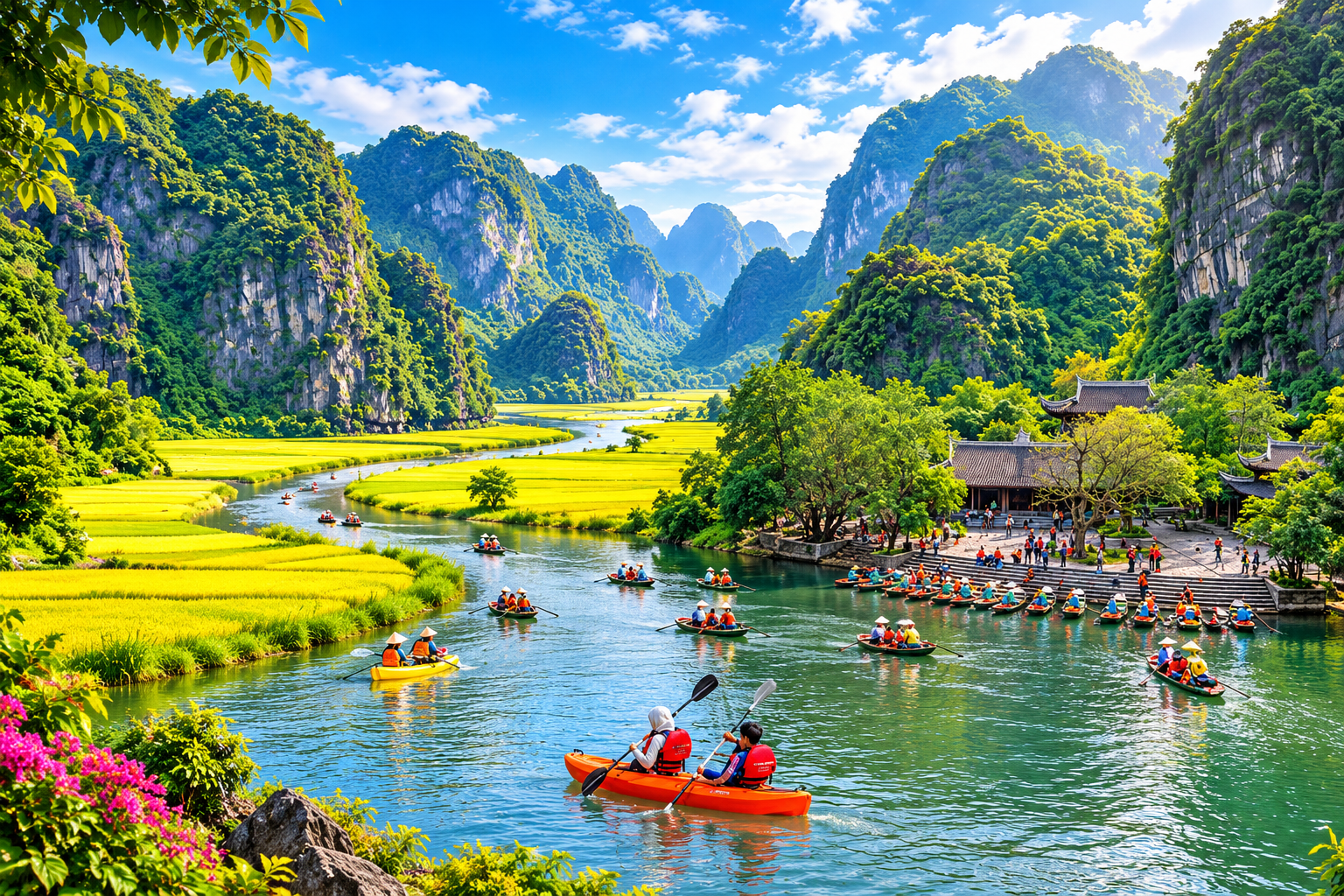 Tràng An và Tam Cốc đều là điểm đến lý tưởng cho kỳ nghỉ mùa thu