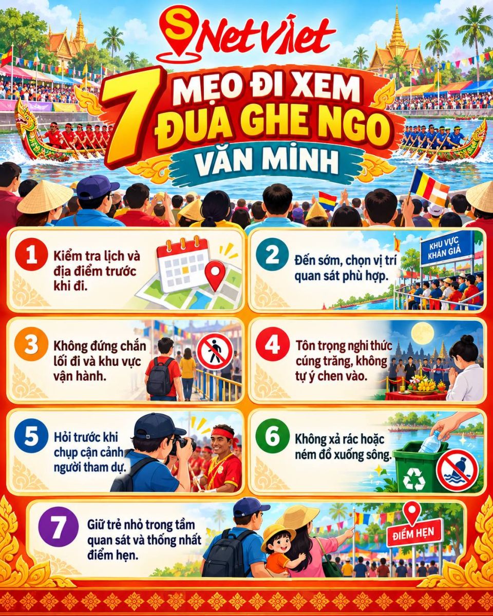 7 lưu ý khi tham dự lễ hội đua ghe Ngo và hoạt động văn hóa Khmer