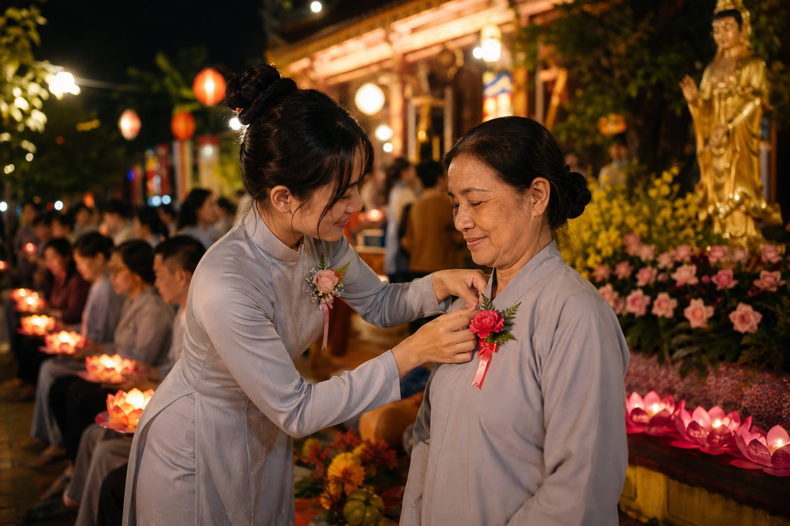 Đại lễ Vu Lan báo hiếu và nghi thức bông hồng cài áo 