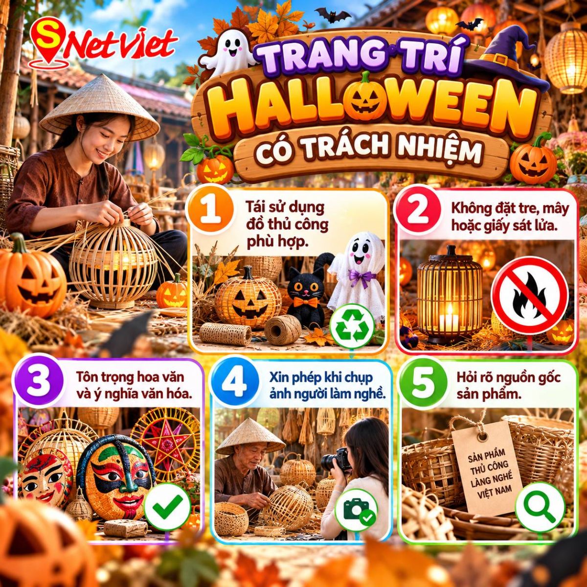 5 lưu ý kết hợp sản phẩm thủ công Việt Nam vào trang trí Halloween có trách nhiệm